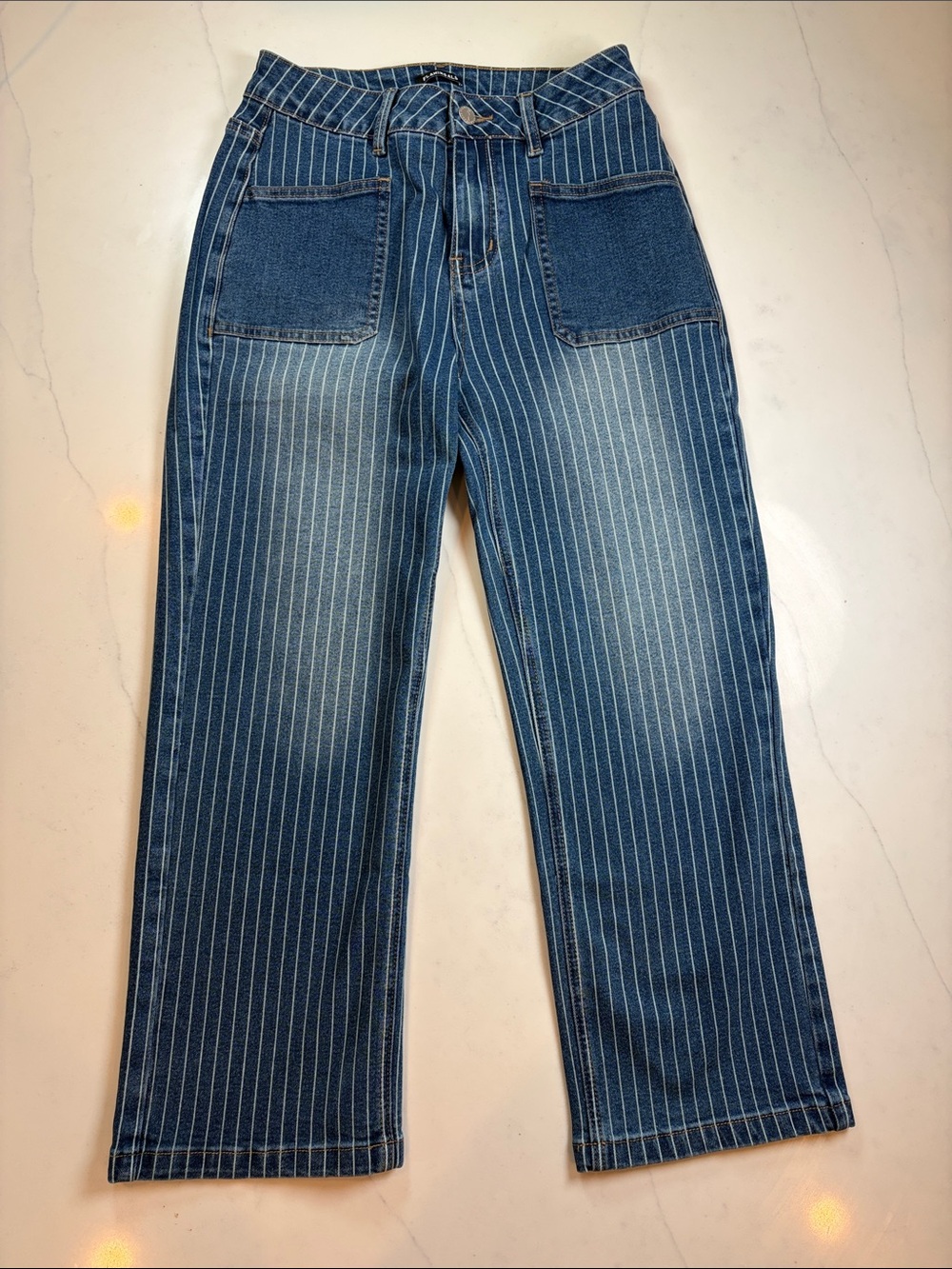 Pinstripe Denim Jeans